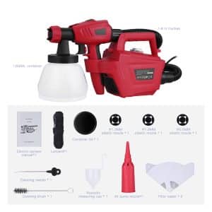 Meterk Pistolet Pulvérisateur Électrique Haute Puissance, Outils Électriques Réglables de Grande Capacité avec 3 Tailles de Buses de 800 W, 1300ml